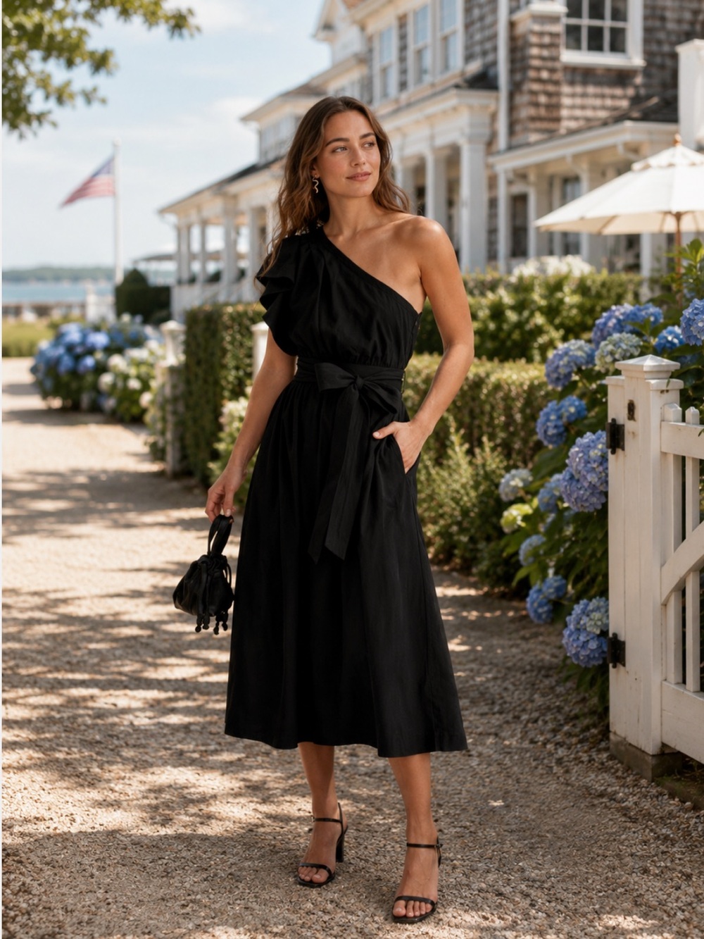 NWT Madewell Women’s Ruffled One Shoulder Midi Dress Vacation Resortwear Summer